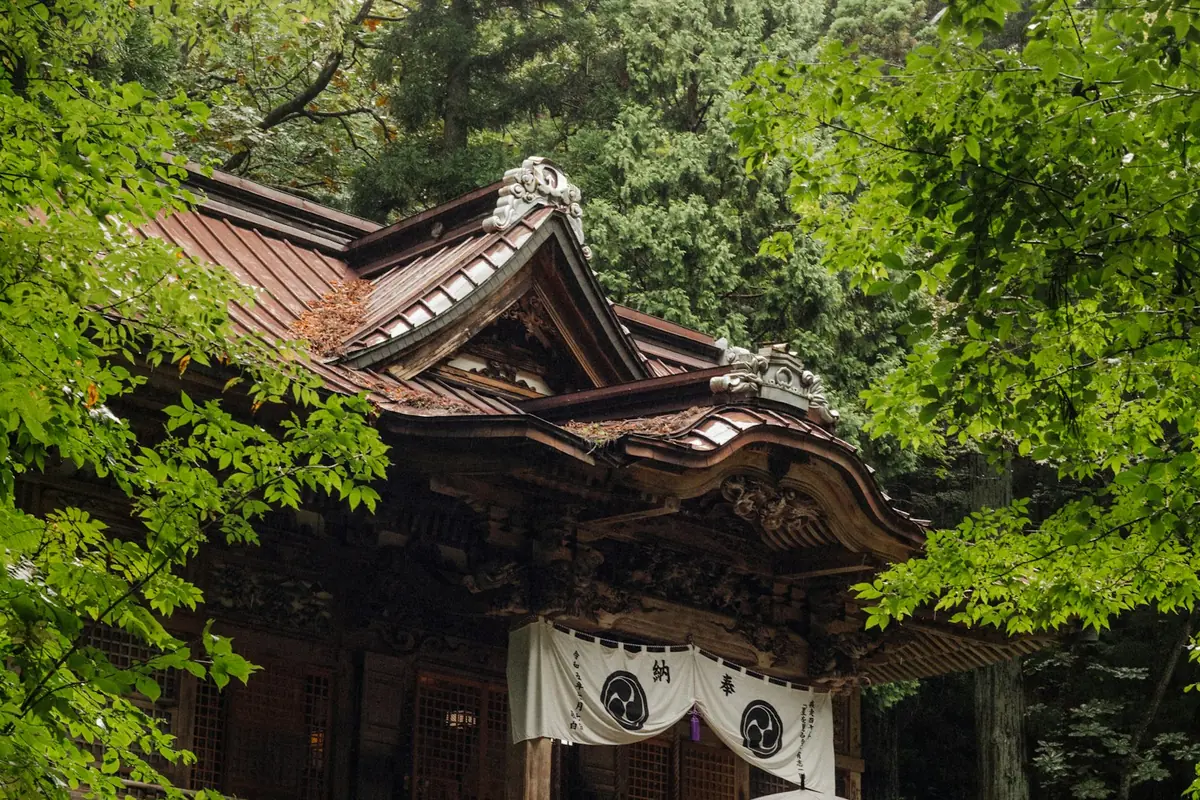 森の中に建つ神社の社殿